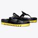 Tory Burch Shoes | New Tory Burch Miller Cloud Lug Sandal, Black Patent Leather Yellow Sandals, 7.5 | Color: Black | Size: 7.5