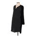 Imanimo Casual Dress - Shift V-Neck Long sleeves: Black Polka Dots Dresses - Women's Size Small Maternity