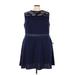 Speechless Casual Dress - A-Line Crew Neck Sleeveless: Blue Print Dresses - New - Women's Size 24