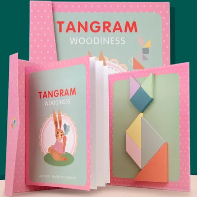 Puzzle Tangram magnétique en bois pour enfants livre de jouets pour enfants bébé enfant