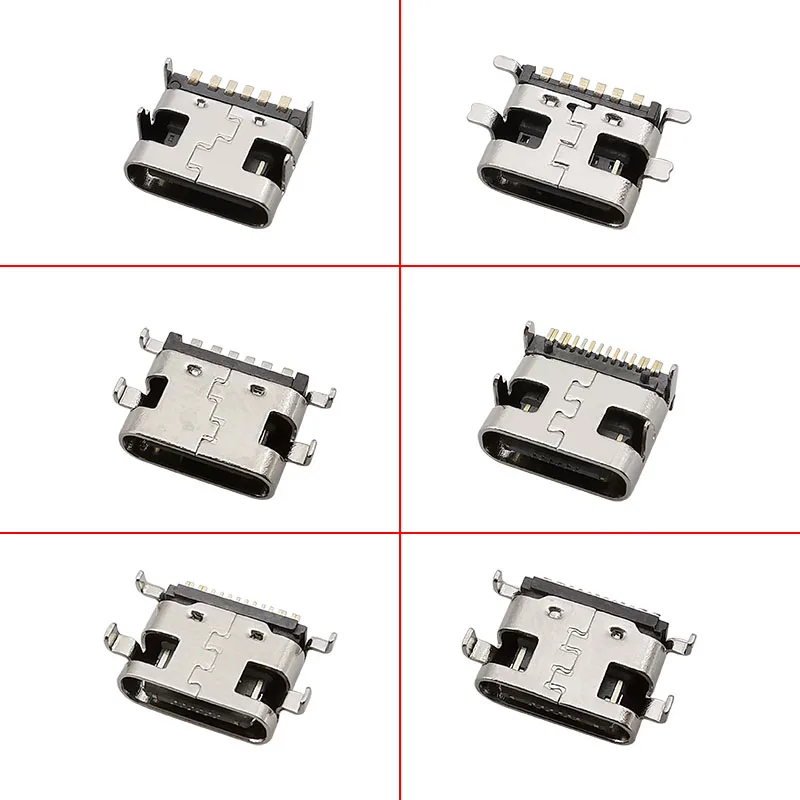 10 Pezzi Connettore USB Tipo C Femmina, Porta di Ricarica Jack 2/6/16 Pin, Presa Tipo-C per Saldatura PCB SMD SMT, Adattatore Tipo C per Riparazioni Fai-da-Te