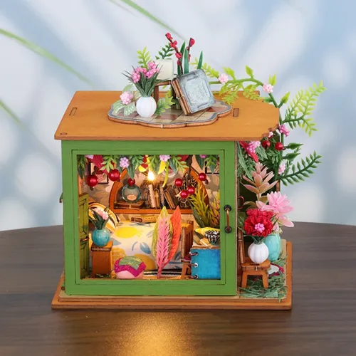 DIY Holz Miniatur Baukasten Mini Puppen häuser mit Möbeln Licht Feldhaus Küche Casa Puppenhaus für