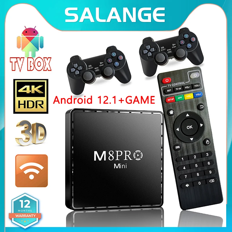 Videospiel konsole m8pro mini 4k 64g 2,4 retro Videospiel konsole g wilress android 12 tv box wifi malig31 cpu dual system