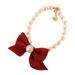 Farfi Pet Necklace Adjustable Bright Color Lobster Clasp Design Allergy Free Easy-wearing Show Unique Charm Resin Imitation Pearl Pet Cat Bow-knot Necklace Pet Supplies (Red XL)