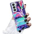 for Galaxy S21 Plus Case Protective Cover Marble Phone Case for Women Girls Sparkle Slim Fit Shockproof Soft Silicone Rubber TPU Bumper Case for Samsung Galaxy S21 Plus 5G Case 6.7 -Purple