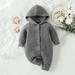 Daqian Baby Girl Clothes Clearance Toddler Baby Boys Girls Color Cute Knitting Winter Thick Keep Warm Hoodie Jumpsuit Romper Toddler Girl Clothes Clearance Gray 6-12 Months