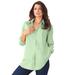 Plus Size Women's Long-Sleeve Kate Big Shirt by Roaman's in Green Mint (Size 38 W) Button Down Shirt Blouse