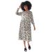 Plus Size Women's Midi Shirtdress With Pleated Skirt by ellos in Stone Black Print (Size 16)