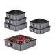 Relaxdays Set of 6 Springform Pans, 3 Sizes, Stackable, Removable Base, Non-Stick Coating, Stainless Steel, Anthracite, 28 x 28 cm