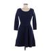 Jessica Simpson Casual Dress - Fit & Flare: Blue Solid Dresses - Women's Size Medium