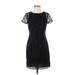 Club Monaco Cocktail Dress - Sheath Crew Neck Short sleeves: Black Print Dresses - Women's Size 0