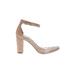 32e-Saneryi Heels: Tan Solid Shoes - Women's Size 6 - Open Toe