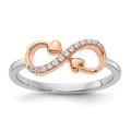 14ct Two tone Gold Lab Grown Diamond Polished Infinity Love Hearts Ring Size N 1/20 Jewelry Gifts for Women