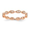 14ct Rose Gold Polished Size O 1/2 Vintage Pave 1/2 Weight Carat Diamond Eternity Band Jewelry Gifts for Women