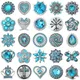 Lot de 6 boutons à pression pour fabrication de bijoux strass bleu ciel fleur 18mm