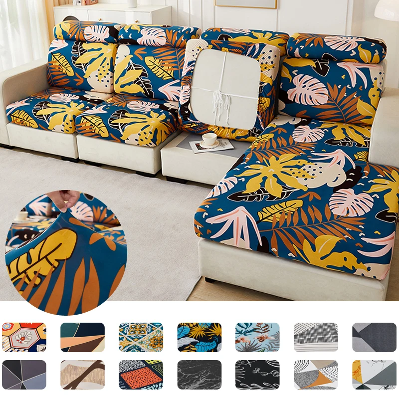 Neuer, mit Blumenmuster bedruckter Stretch-Sofasitzkissenbezug, Rückenlehnenbezug, Schutz für Sofa, Sofabezug, L-förmige Chaselong-Schonbezüge Image