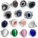 Neue 2023 Vintage Edelstahl Achat celestial perle RING Evil Eye Katzenauge Opal Übertrieben