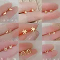 Minimalistische koreanischen Mini Kleine Liebe Herz Kreuz Schmetterling Blume Tier Stud Ohrringe für