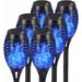 Solar Lights for Outside 6 Pack Blue Solar Torch Light W/Flickering Flame 12 LED Solar Tiki Torches Lights Waterproof Landscape Outdoor Lights for Garden Yard Patio Xmas Decorations