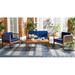 SAFAVIEH Alda Outdoor Patio 4 Piece Conversation Set Natural/Navy