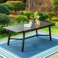 PHI VILLA Expandable Outdoor Dining Table Adjustable Metal Patio Garden Table for 6-8 Person Black Slanted Legs