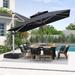 PURPLE LEAF 12 ft Square Double-top Vented Patio Umbrella Outdoor Large Cantilever Umbrella Heavy Duty Sun Umbrella Gray