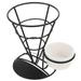 Stand Cone Basket French Fry Cone Basket Snack Serving Rack French Fries Stand with Sauce Cup for Home Restaurant ( Black )