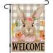 Rdsfhsp Easter Bunny Garden Flag Rabbit Floral Garden Flag 12x18 Inch Double Sided Buffalo Plaid Farmhouse Welcome Yard Flag Spring Holiday Outdoor Decor