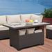 HBBOOMLIFE Outdoor PE Wicker Coffee Table - Patio Rattan Garden Multi-Functional Tea Table with Glass Top Grey