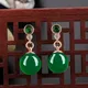 Natürliche Grüne Jade Perlen Ohrring Schmuck Frauen Mode für Geschenke 925 Silber Chalcedon Amulett