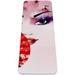 Pink Japan Abstract Painting Woman Face Fan 0 Pattern TPE Yoga Mat for Workout & Exercise - Eco-friendly & Non-slip Fitness Mat