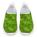Pzuqiu Breathable Sneakers for Women Slip on Sock Tennis Shoes Green Hat Festival Athletic Trainers Footwear for Travel Yoga Driving Shopping Size 6 Ultralight Mesh Shoes Green Leaves Print