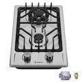 Amdievc 2 Burner Gas Cooktop 12 Inch Built-in Gas Stove Top Electronic Ignition Propane Stove 2 Burner Thermocouple Flame Protection Propane Gas / Natural Gas Dual Fuel