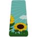 Smiling Sunflower Field Sunny Cloud Pattern TPE Yoga Mat for Workout & Exercise - Eco-friendly & Non-slip Fitness Mat