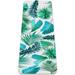 Tropical Leaves Teal Green Pattern TPE Yoga Mat for Workout & Exercise - Eco-friendly & Non-slip Fitness Mat