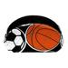 OWNTA Ball Basketball Baseball Football Pattern PVC Leather Brush Holder with Five Compartments - Pencil Organizer and Pen Holder