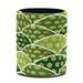 OWNTA Traditional Japanese Auspicious Pattern with Green Pine Bamboo Plum Pattern PVC Leather Cylinder Pen Holder - Pencil Organizer and Desk Pencil Holder Lined with Flannel 3.9x3.1 Inches