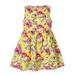 Fimkaul Girls Dresses Sleeveless Flower Floral Print Princess Casual Flared Cloths Dress Baby Clothes Yellow