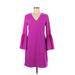 Banana Republic Casual Dress - Shift V-Neck 3/4 sleeves: Purple Print Dresses - Women's Size 2