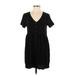 Forever 21 Casual Dress - Shift V Neck Short sleeves: Black Print Dresses - Women's Size Small