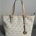 Michael Kors Bags | Michael Kors Jet Set Mk Signature Zip Tz Tote, Purse, Shoulder Bag White Vanilla | Color: White | Size: Os