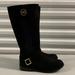 Michael Kors Shoes | Michael Kors Boots Womens/Girls 4 Secret Tall Mid Calf Black Faux Suede Buckle | Color: Black | Size: 4g