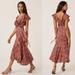 Anthropologie Dresses | Anthropologie Ruffle-Sleeve Printed-Wrap Maxi Dress | Color: Blue/Brown | Size: M