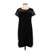 Soprano Casual Dress - Mini Scoop Neck Short sleeves: Black Solid Dresses - Women's Size Small