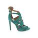 Zara Basic Heels: Strappy Stilleto Cocktail Party Teal Print Shoes - Women's Size 36 - Open Toe