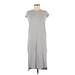 Jessica Simpson Casual Dress - Midi Crew Neck Short sleeves: Gray Dresses - Women's Size Medium