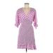 Faithfull the Brand Casual Dress - Wrap V Neck 3/4 sleeves: Pink Dresses - Women's Size 8