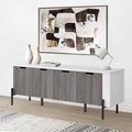 Ebern Designs 60" TV Stand Wood in Brown/White | Wayfair 594383693E25425D9BFEB3434ECA2329