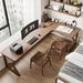 Corrigan Studio® Madis 3 Piece Solid Wood L-Shaped Desk & Chair Set Office Set w/ Chair Wood in Brown/Green | 29.53 H x 78.74 W x 47.24 D in | Wayfair