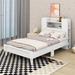 Ebern Designs Ombret Platform Bed w/ Storage Headboard, Multiple Storage Shelves on Both Sides Metal in White | 43.5 H x 39.7 W x 85.6 D in | Wayfair